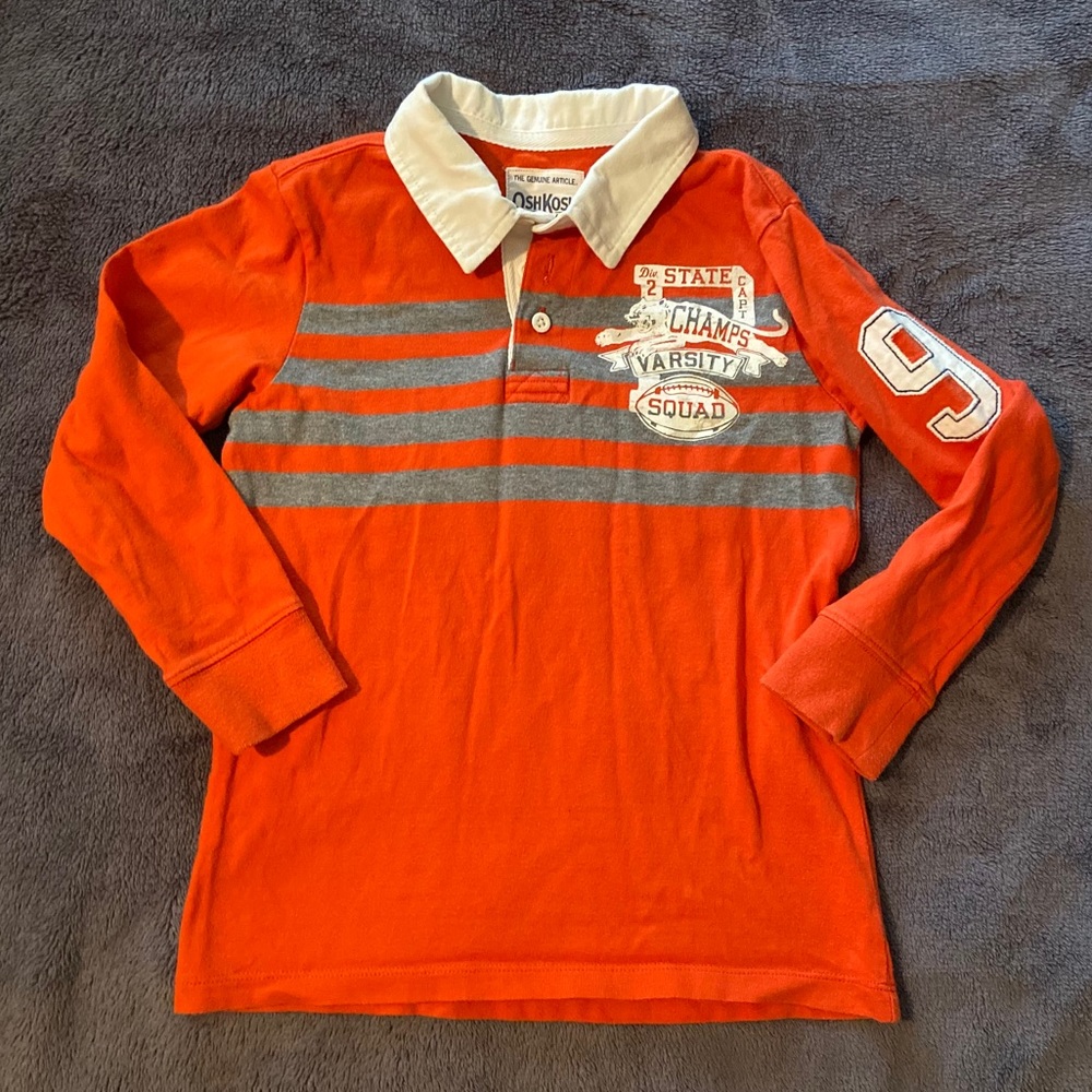 🍁3 for $15🍁Long Sleeve Varsity Polo Shirt Size 6